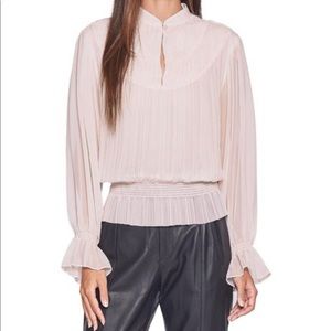 Joie Mumbi Light Pink Plissé Chiffon Blouse